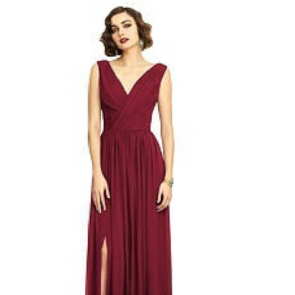 Sleeveless Draped Chiffon Maxi Dress Front Slit STYLE‎ 2894 Dessy Collection NEW - Picture 2 of 15